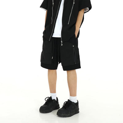 Drawstring Zip Pocket Sports Shorts Korean Street Fashion Shorts By MEBXX Shop Online at OH Vault
