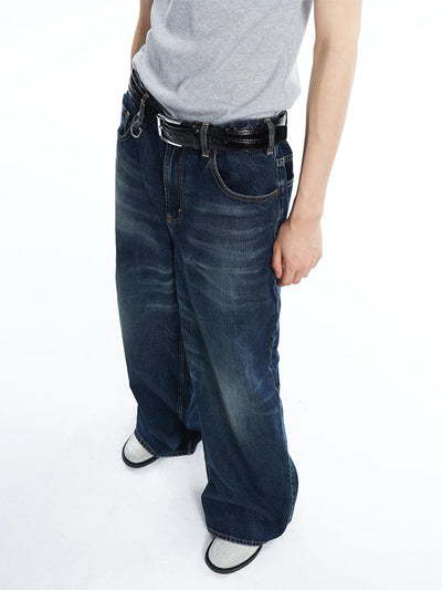 Terra Incognita Whisker Emphasis Wide Cut Jeans Korean Street Fashion Jeans By Terra Incognita Shop Online at OH Vault