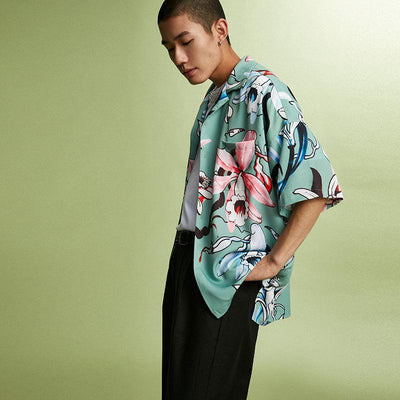 Floral Pattern Hawaiian Shirt Korean Street Fashion Shirt By Super Tofu Shop Online at OH Vault