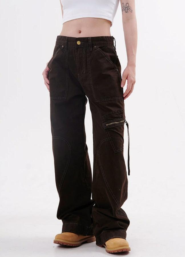 Made Extreme Multi-Pocket Stitched Detail Pants Korean Street Fashion Pants By Made Extreme Shop Online at OH Vault