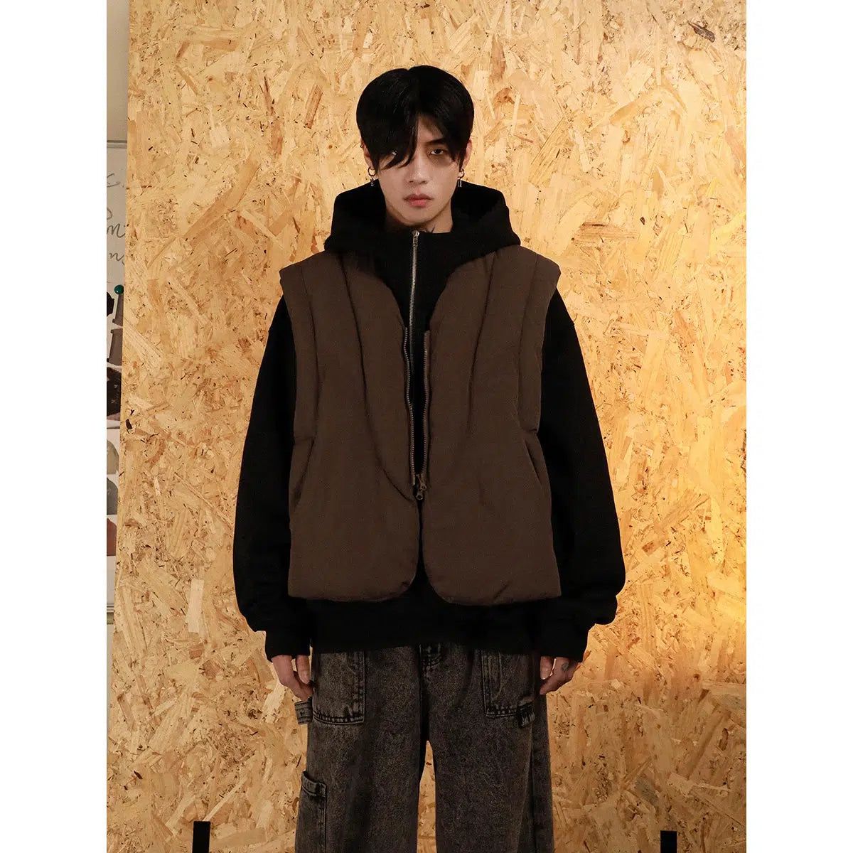 Irregular Style Puffer Vest Korean Street Fashion Vest By Mr Nearly Shop Online at OH Vault