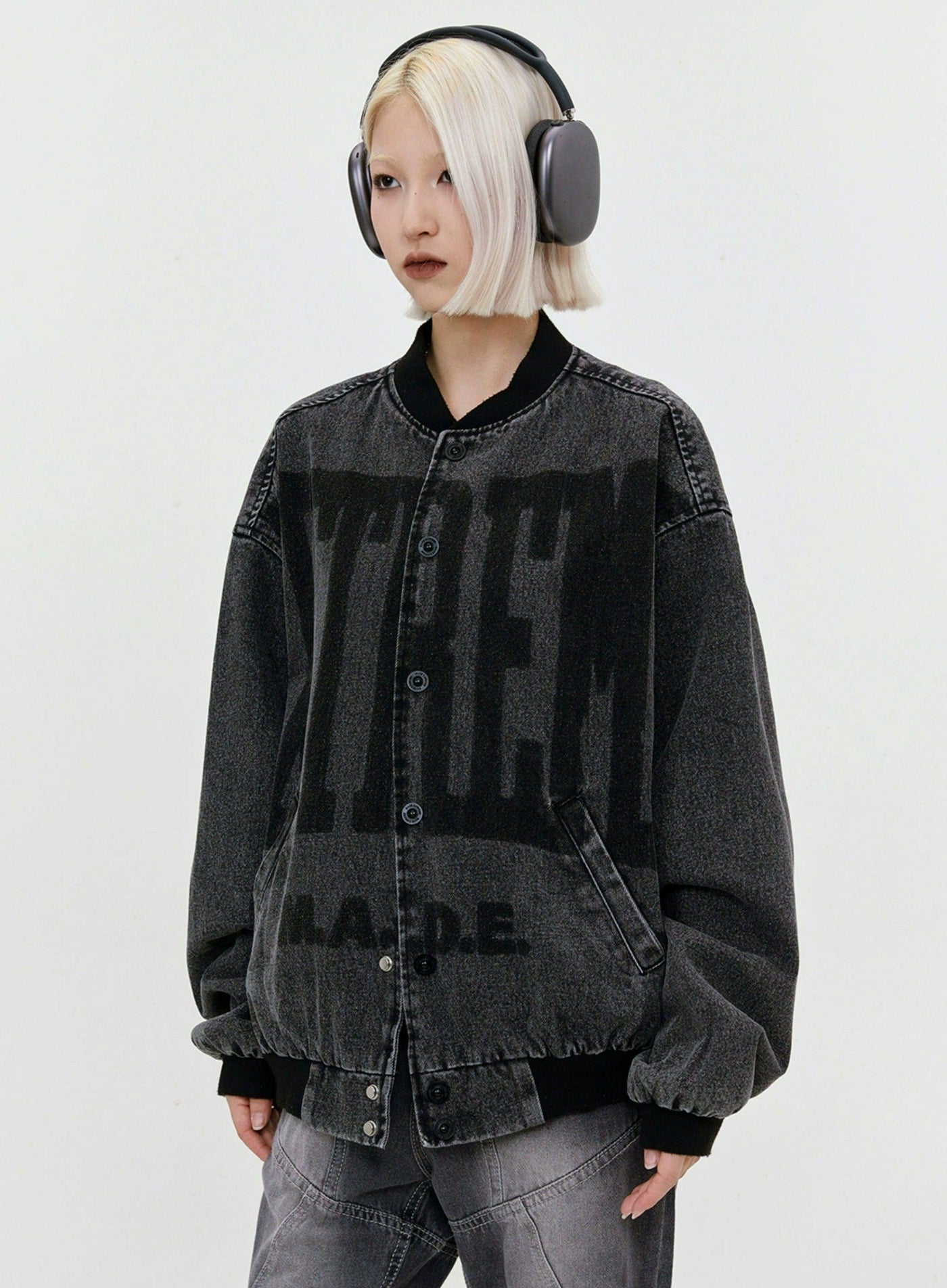 Distressed Printed Denim Jacket Korean Street Fashion Jacket By Made Extreme Shop Online at OH Vault