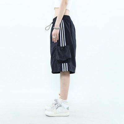 Vintage Side Stripe Cargo Shorts Korean Street Fashion Shorts By Mr Nearly Shop Online at OH Vault