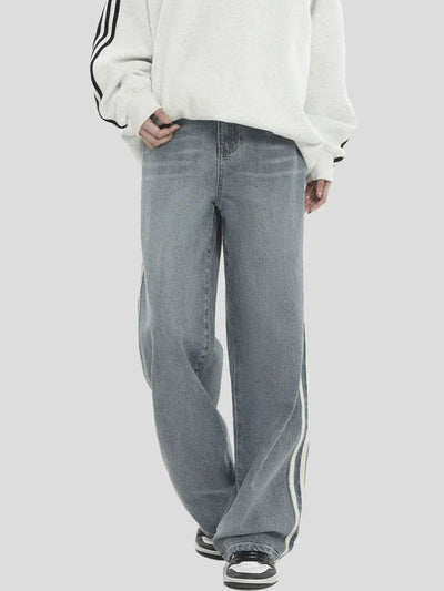 Side Stripes Bootcut Jeans Korean Street Fashion Jeans By INS Korea Shop Online at OH Vault