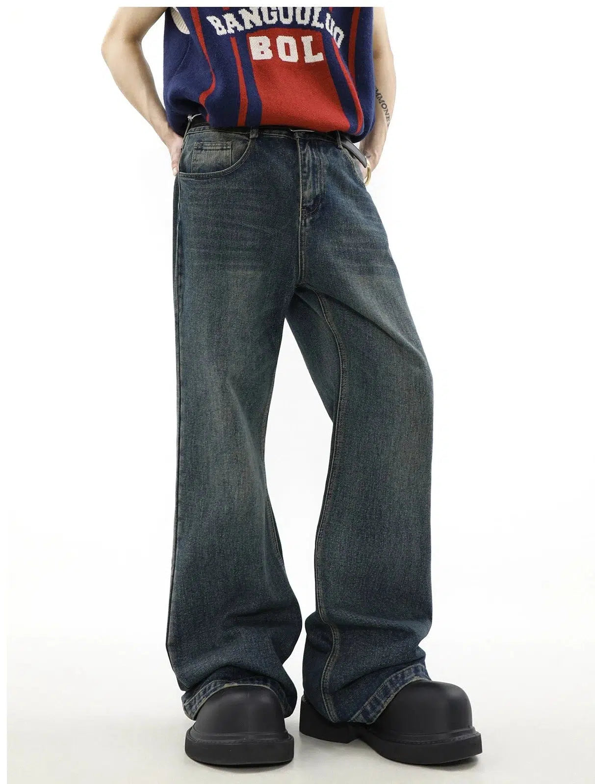 Classic Wide Leg Bootcut Jeans Korean Street Fashion Jeans By Mr Nearly Shop Online at OH Vault