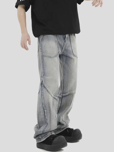 Seam Structured Washed Jeans Korean Street Fashion Jeans By INS Korea Shop Online at OH Vault