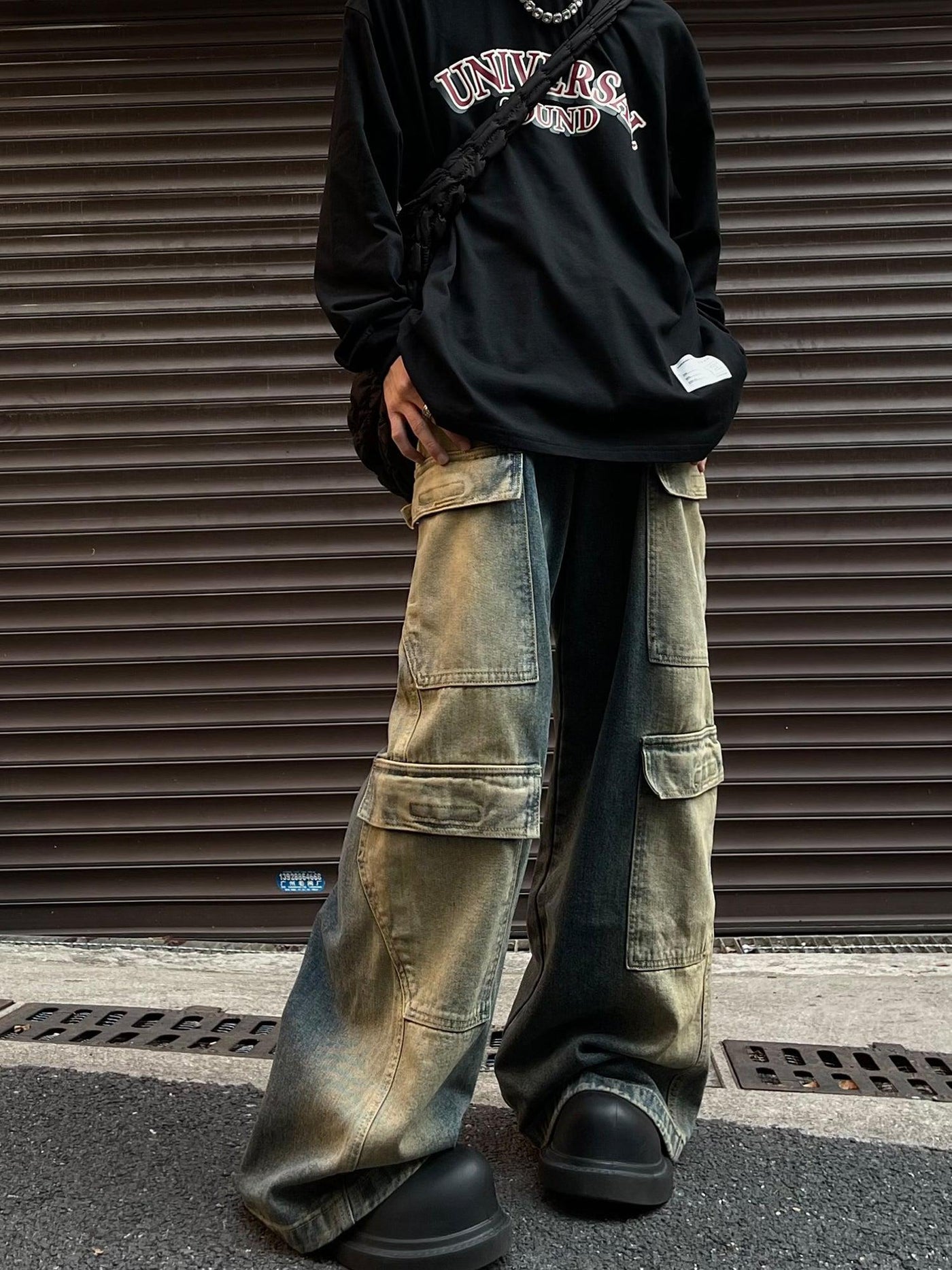 Gradient Contrast Velcro Pocket Cargo Jeans Korean Street Fashion Jeans By MaxDstr Shop Online at OH Vault