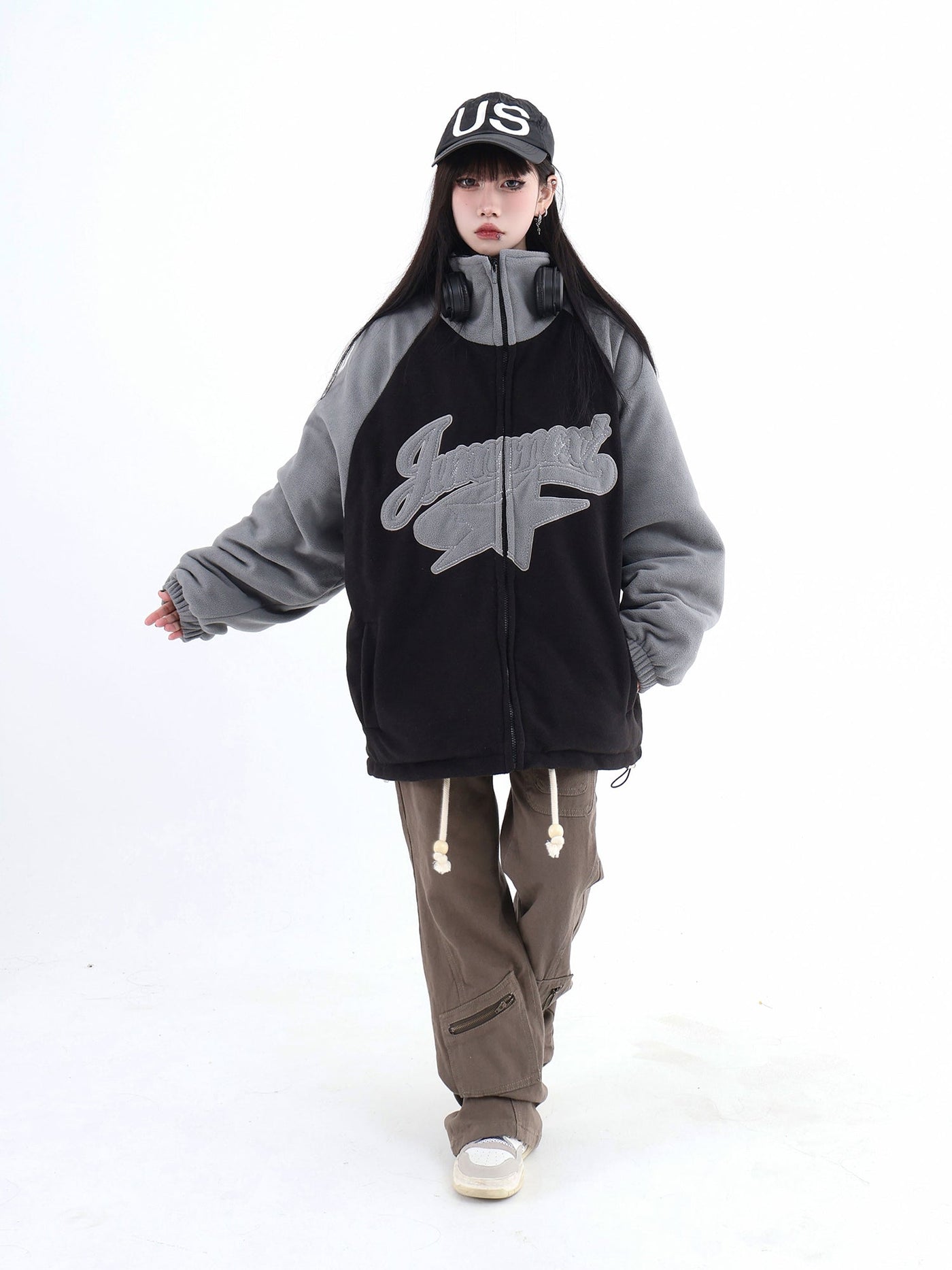 Embroidered Logo & Star Teddy Jacket Korean Street Fashion Jacket By Jump Next Shop Online at OH Vault