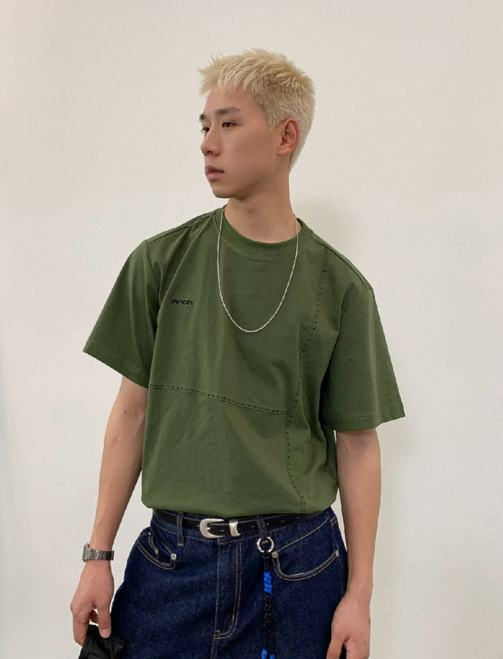 Stitched Cut Lines T-Shirt Korean Street Fashion T-Shirt By Roaring Wild Shop Online at OH Vault