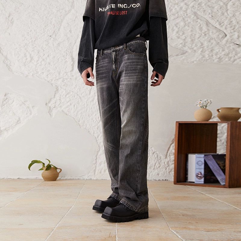 Fade Spots and Whiskers Jeans Korean Street Fashion Jeans By Kreate Shop Online at OH Vault