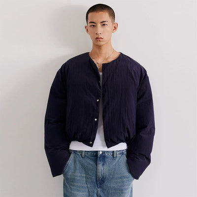 Cropped Buttoned Puffer Jacket Korean Street Fashion Jacket By SOUTH STUDIO Shop Online at OH Vault