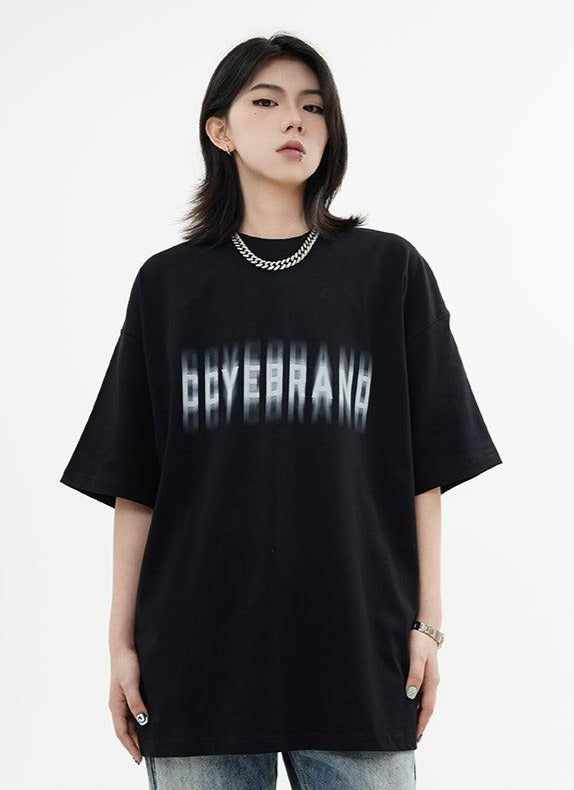 Glitched Text Effect T-Shirt Korean Street Fashion T-Shirt By Made Extreme Shop Online at OH Vault