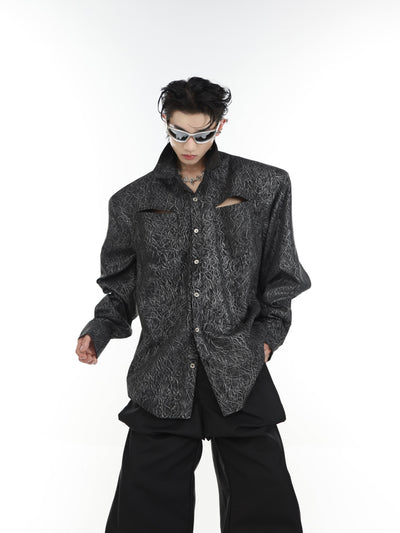 Argue Culture Split Texture Pattern Long Sleeve Shirt Korean Street Fashion Shirt By Argue Culture Shop Online at OH Vault