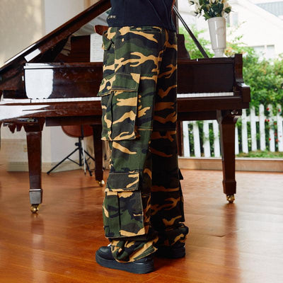 R69 Solid Drawstring & Camouflage Cargo Pants Korean Street Fashion Pants By R69 Shop Online at OH Vault