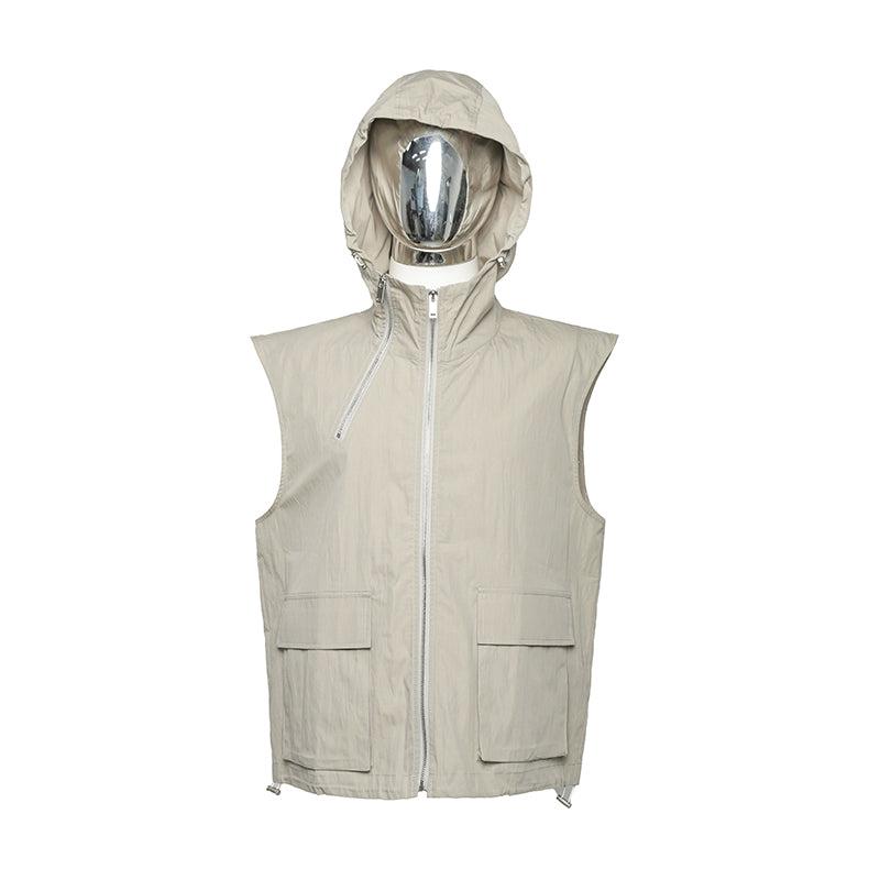 Flap Pocket Hooded Vest & Cargo Pants Set Korean Street Fashion Clothing Set By Poikilotherm Shop Online at OH Vault