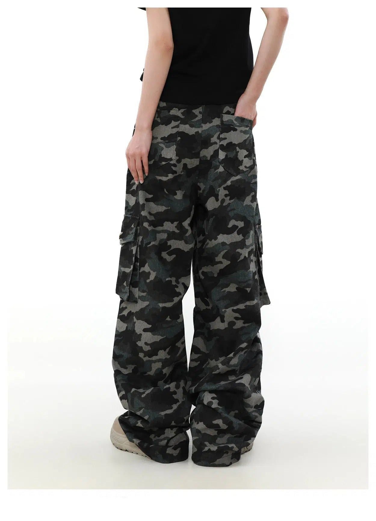 Camo Print Pocket Detail Cargo Pants Korean Street Fashion Pants By Mr Nearly Shop Online at OH Vault