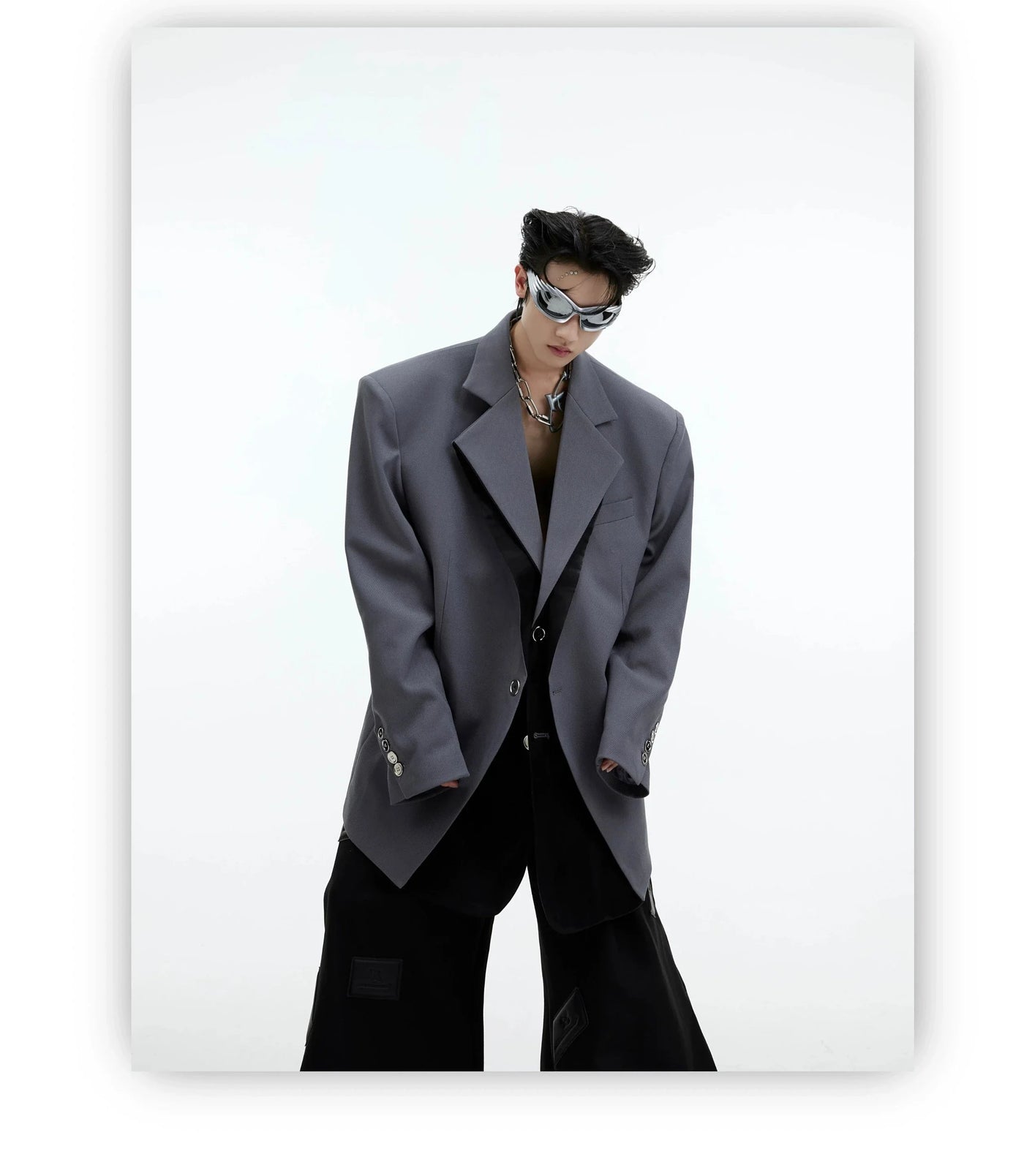 Contrast Layer Lapel Blazer Korean Street Fashion Blazer By Argue Culture Shop Online at OH Vault