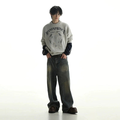 Subtle Distress Wide Leg Jeans Korean Street Fashion Jeans By Mason Prince Shop Online at OH Vault