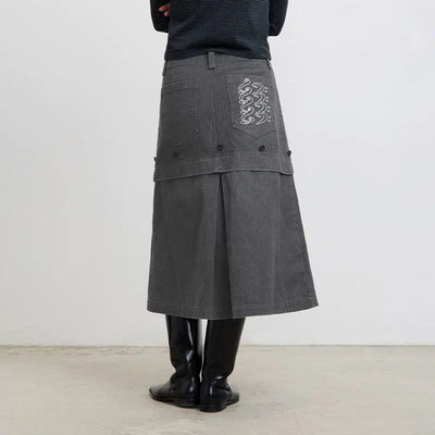 Washed Half Pleated Skirt Korean Street Fashion Skirt By Conp Conp Shop Online at OH Vault