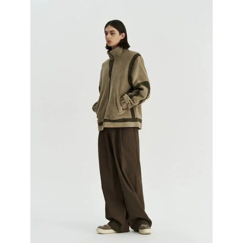 Contrast Lines Sherpa Bomber Jacket Korean Street Fashion Jacket By 11St Crops Shop Online at OH Vault