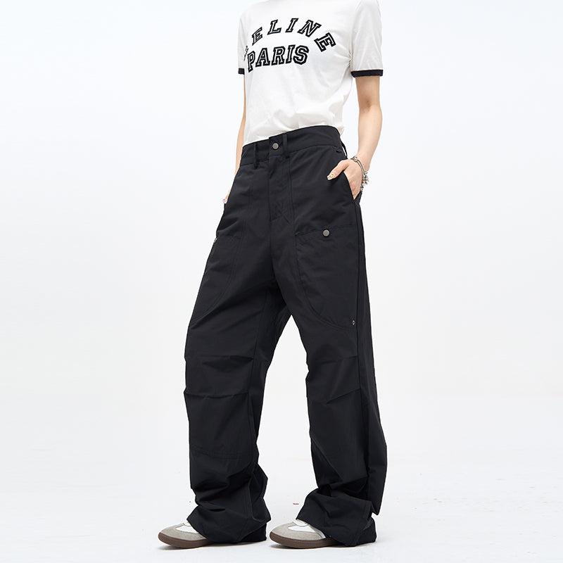 77Flight Metal Buttons Pleated Pants Korean Street Fashion Pants By 77Flight Shop Online at OH Vault