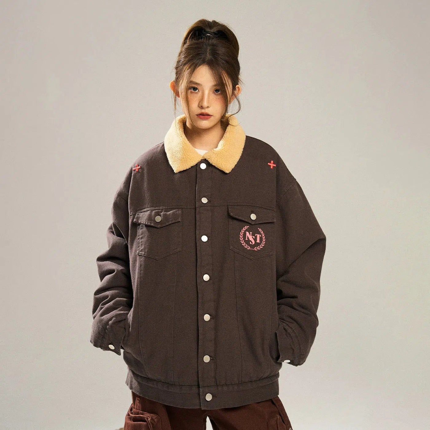 Sherpa Collar Casual Denim Jacket Korean Street Fashion Jacket By New Start Shop Online at OH Vault