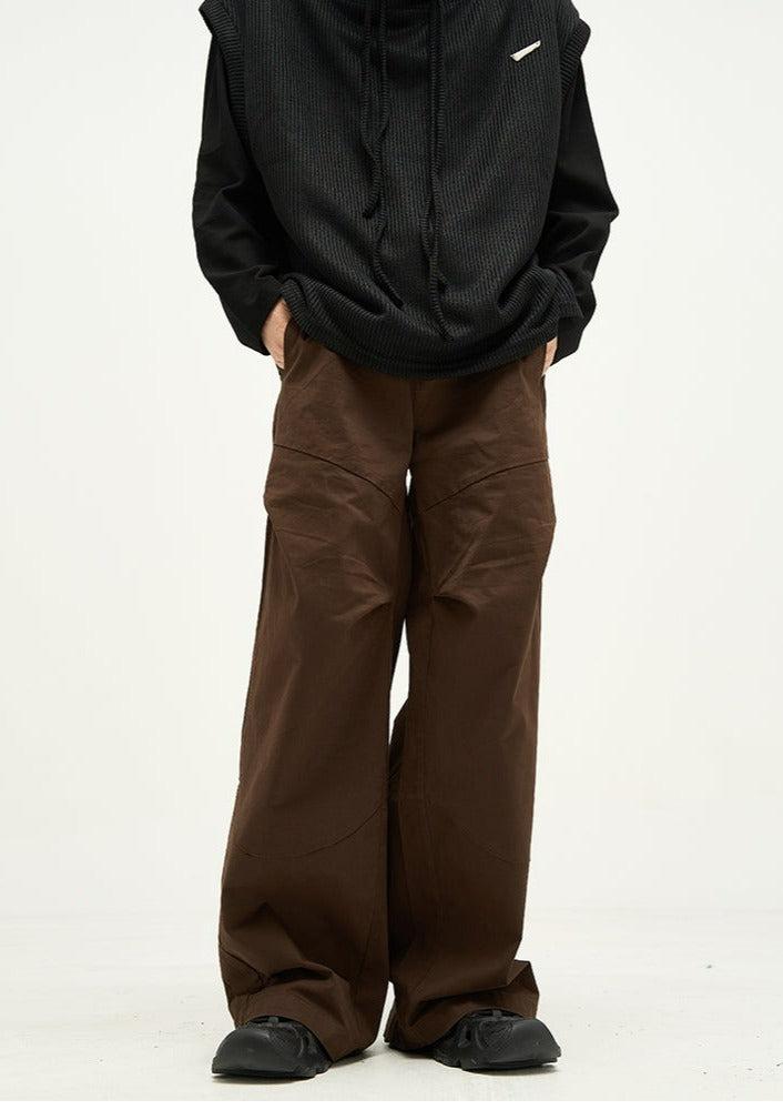 Solid Slant Pocket Wide Cut Pants Korean Street Fashion Pants By 77Flight Shop Online at OH Vault