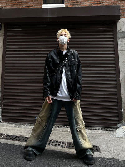 MaxDstr Metal Buckle Zip-Up Jacket Korean Street Fashion Jacket By MaxDstr Shop Online at OH Vault