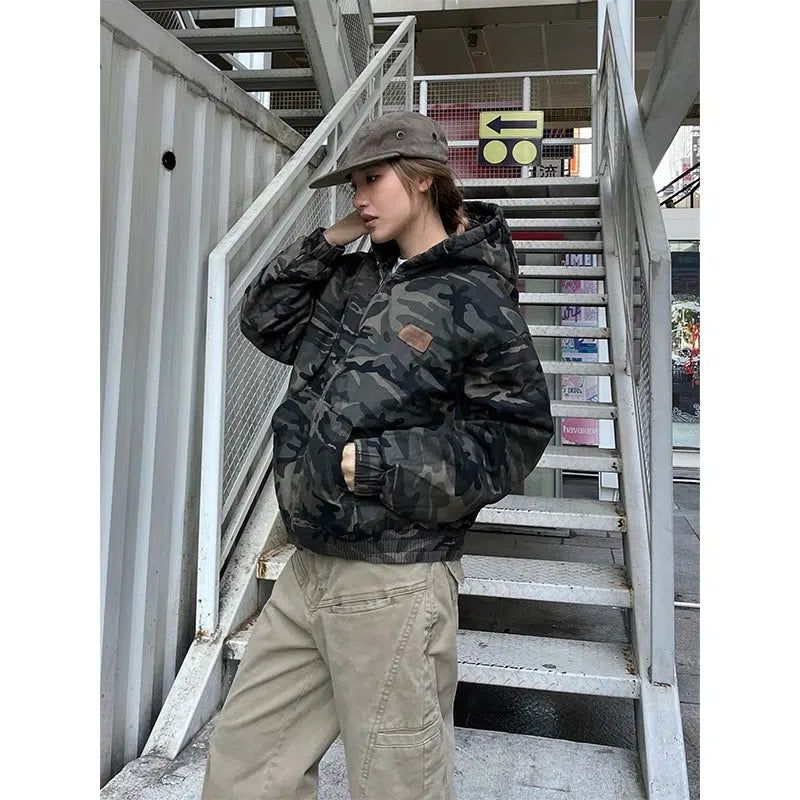 Classic Camo Hooded Jacket Korean Street Fashion Jacket By Made Extreme Shop Online at OH Vault