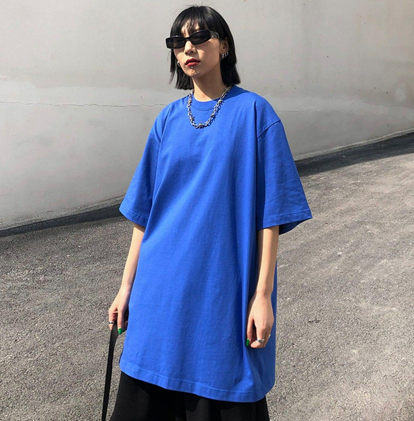 Solid Oversized T-Shirt Korean Street Fashion T-Shirt By MEBXX Shop Online at OH Vault