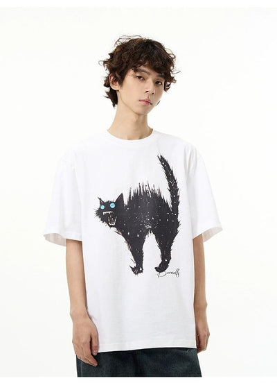 Cat Graphic T-Shirt Korean Street Fashion T-Shirt By 77Flight Shop Online at OH Vault
