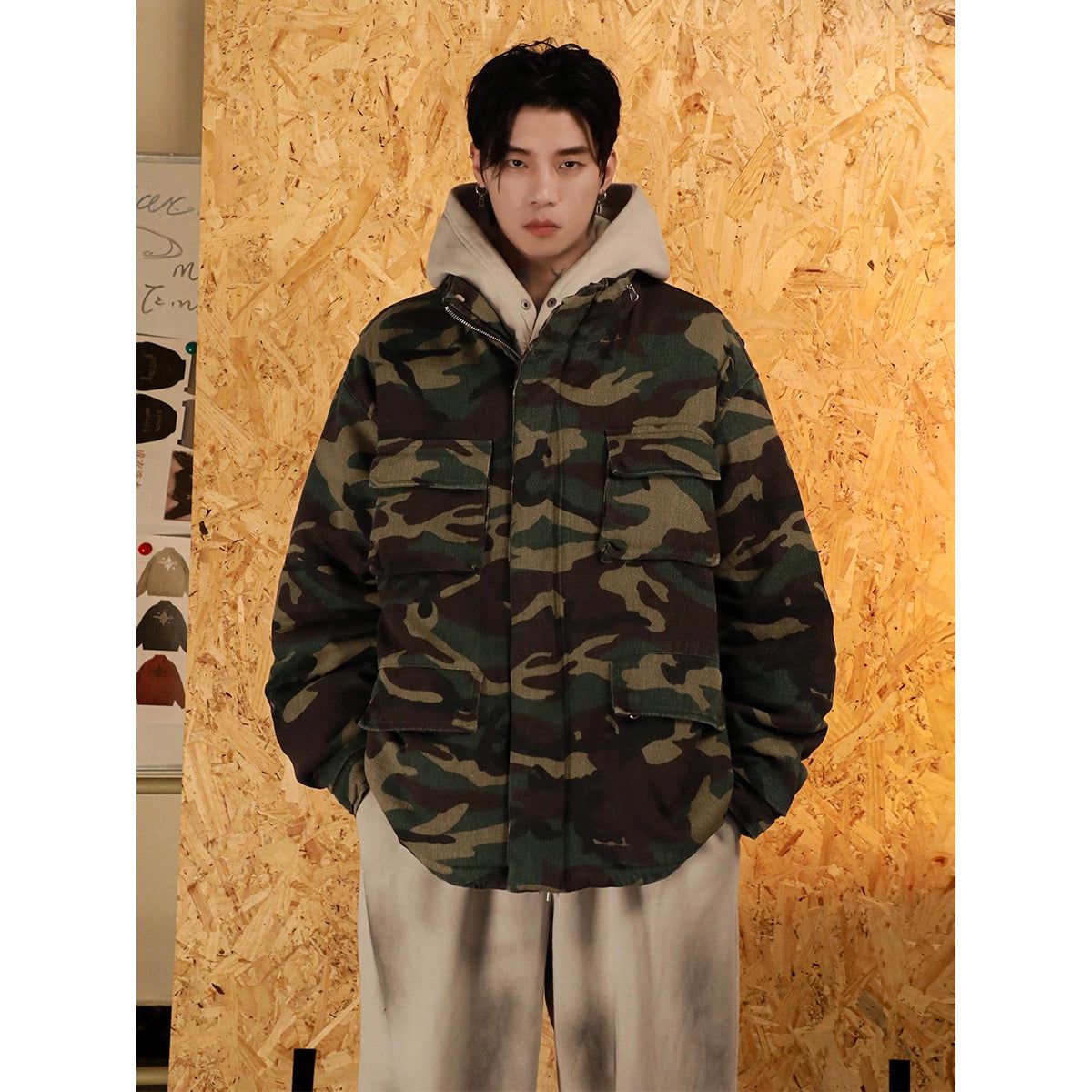 Multi-Pocket Camo Print Jacket Korean Street Fashion Jacket By Mr Nearly Shop Online at OH Vault