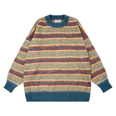 Mohair Bliss Striped Sweater Korean Street Fashion Sweater By Mr Nearly Shop Online at OH Vault