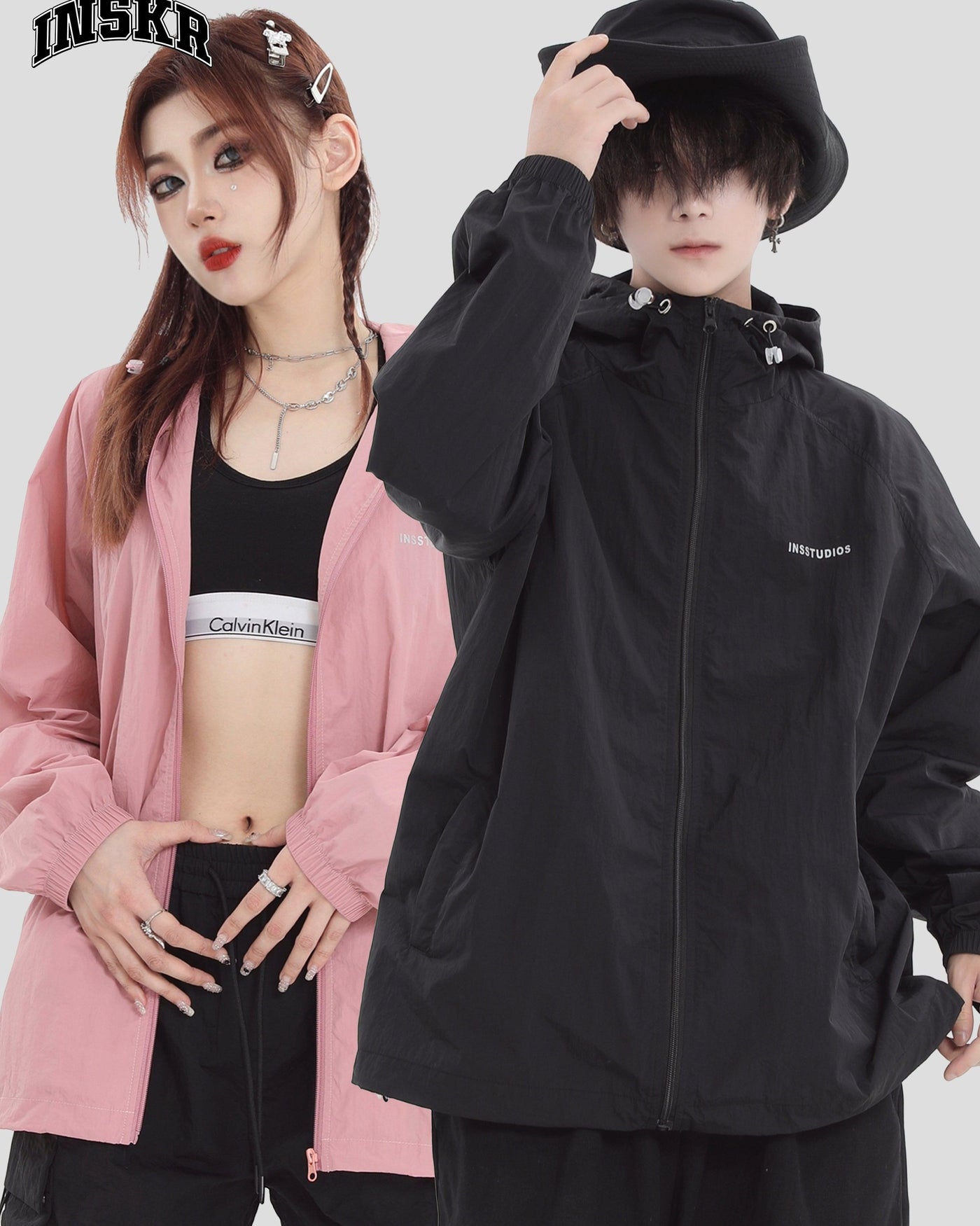 Reflective Logo Light Hooded Jacket Korean Street Fashion Jacket By INS Korea Shop Online at OH Vault