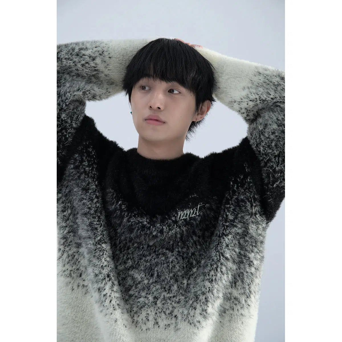Gradient Effect Fuzzy Sweater Korean Street Fashion Sweater By Mentmate Shop Online at OH Vault