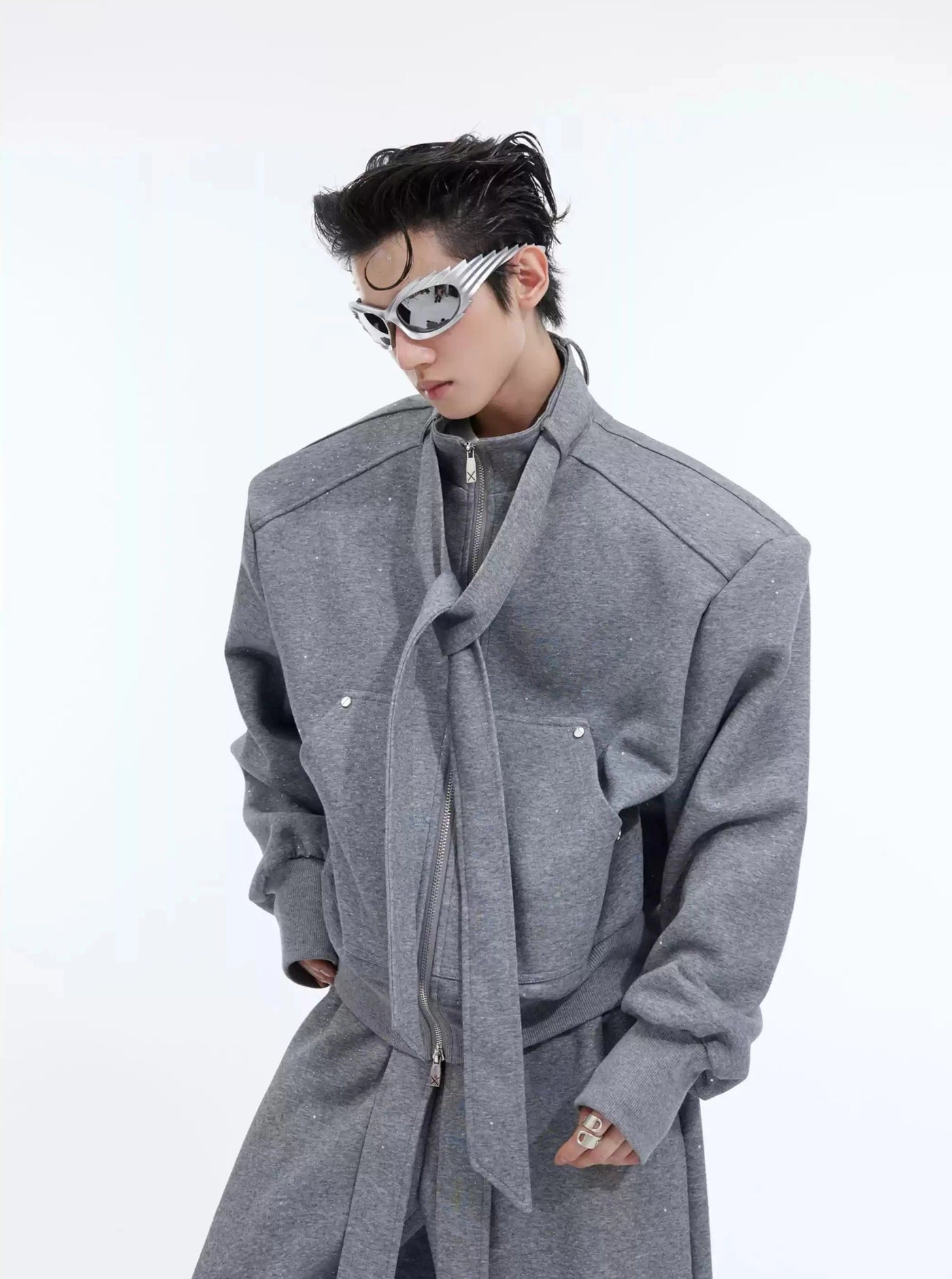 Scattered Dust Tie Jacket & Sweatpants Set Korean Street Fashion Clothing Set By Argue Culture Shop Online at OH Vault