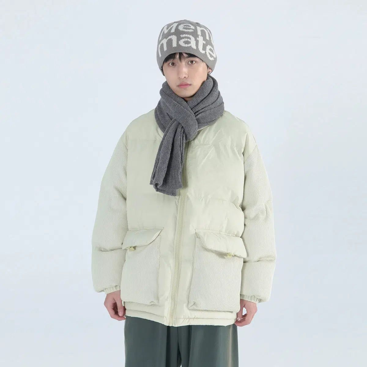 Lined Texture Puffer Jacket Korean Street Fashion Jacket By Mentmate Shop Online at OH Vault