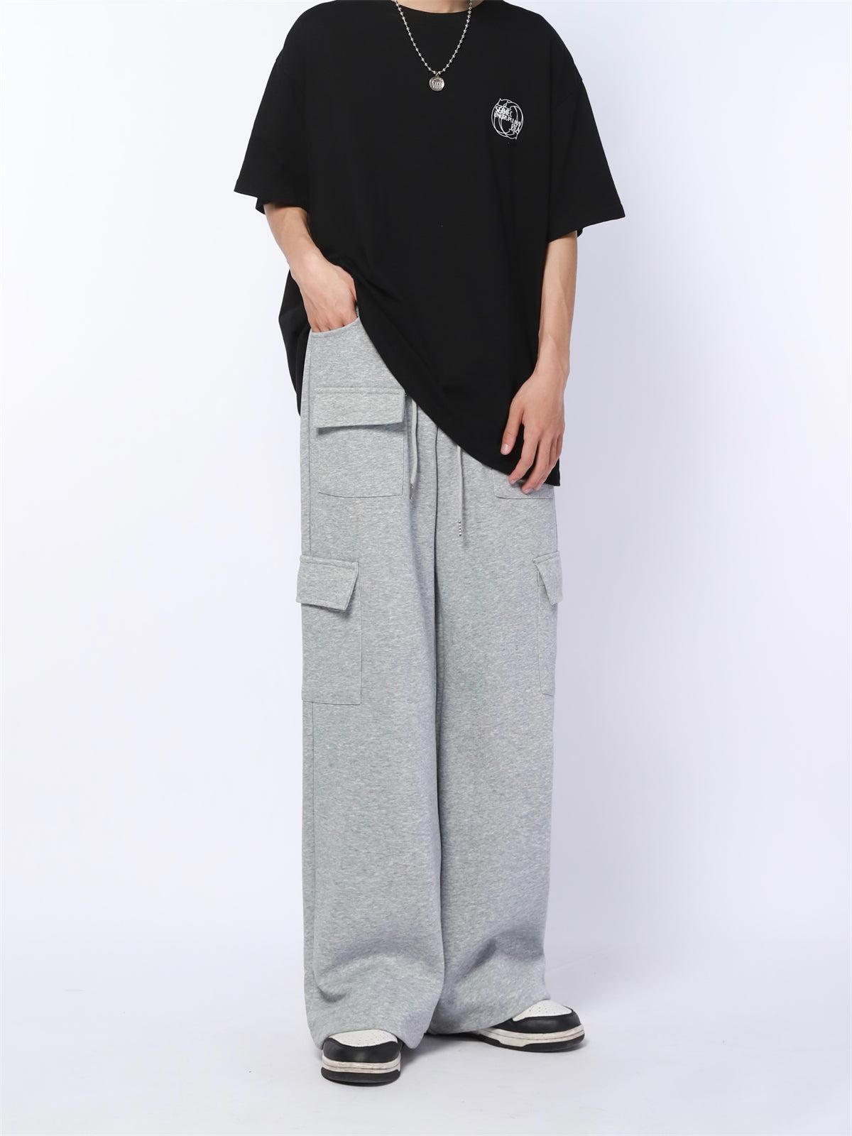 Solid Multi Pocket Loose Fit Sweatpants Korean Street Fashion Pants By Made Extreme Shop Online at OH Vault