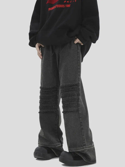 Knee Frayed Lines Jeans Korean Street Fashion Jeans By INS Korea Shop Online at OH Vault