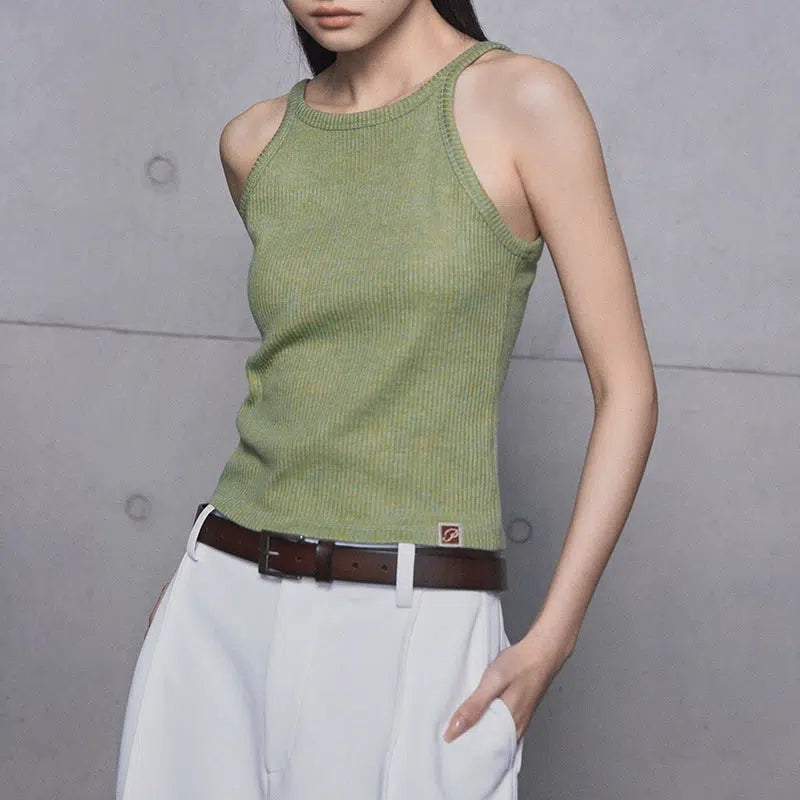 Classic Ribbed Knit Tank Top Korean Street Fashion Tank Top By Opicloth Shop Online at OH Vault