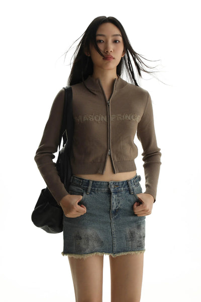Logo Slim Fit Cropped Jacket Korean Street Fashion Jacket By Mason Prince Shop Online at OH Vault