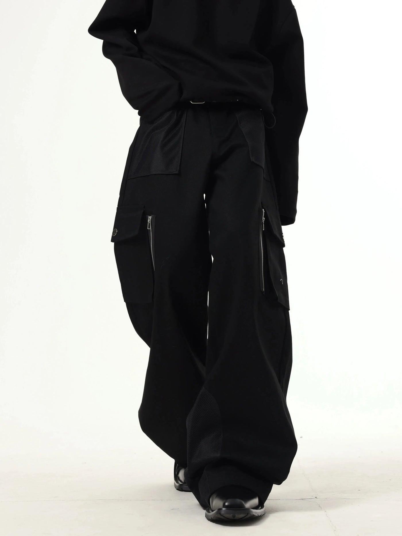 Solid Multi-Pocket Wide Leg Pants Korean Street Fashion Pants By Dark Fog Shop Online at OH Vault