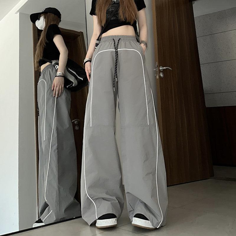 Made Extreme Contrast Piping Drawstring Sports Pants Korean Street Fashion Pants By Made Extreme Shop Online at OH Vault