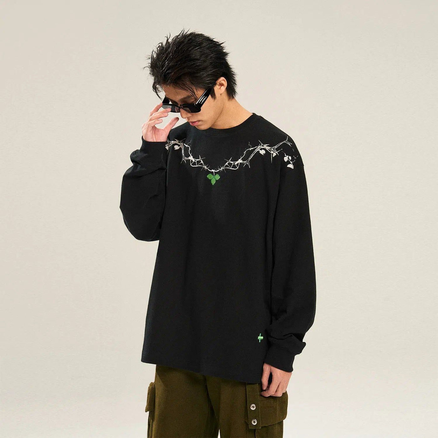 Enveloping Thorns Long Sleeve T-Shirt Korean Street Fashion T-Shirt By New Start Shop Online at OH Vault