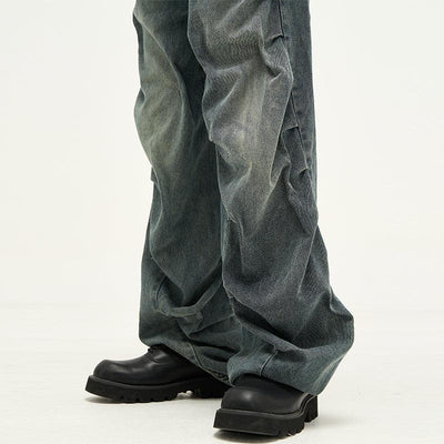 Washed Irregular Folds Jeans Korean Street Fashion Jeans By 77Flight Shop Online at OH Vault