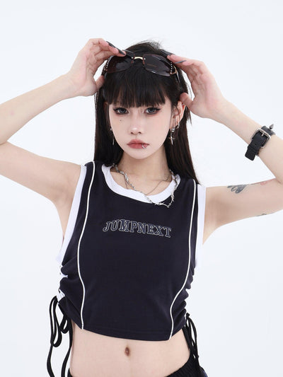 Side Ruched Cropped Tank Top Korean Street Fashion Tank Top By Jump Next Shop Online at OH Vault