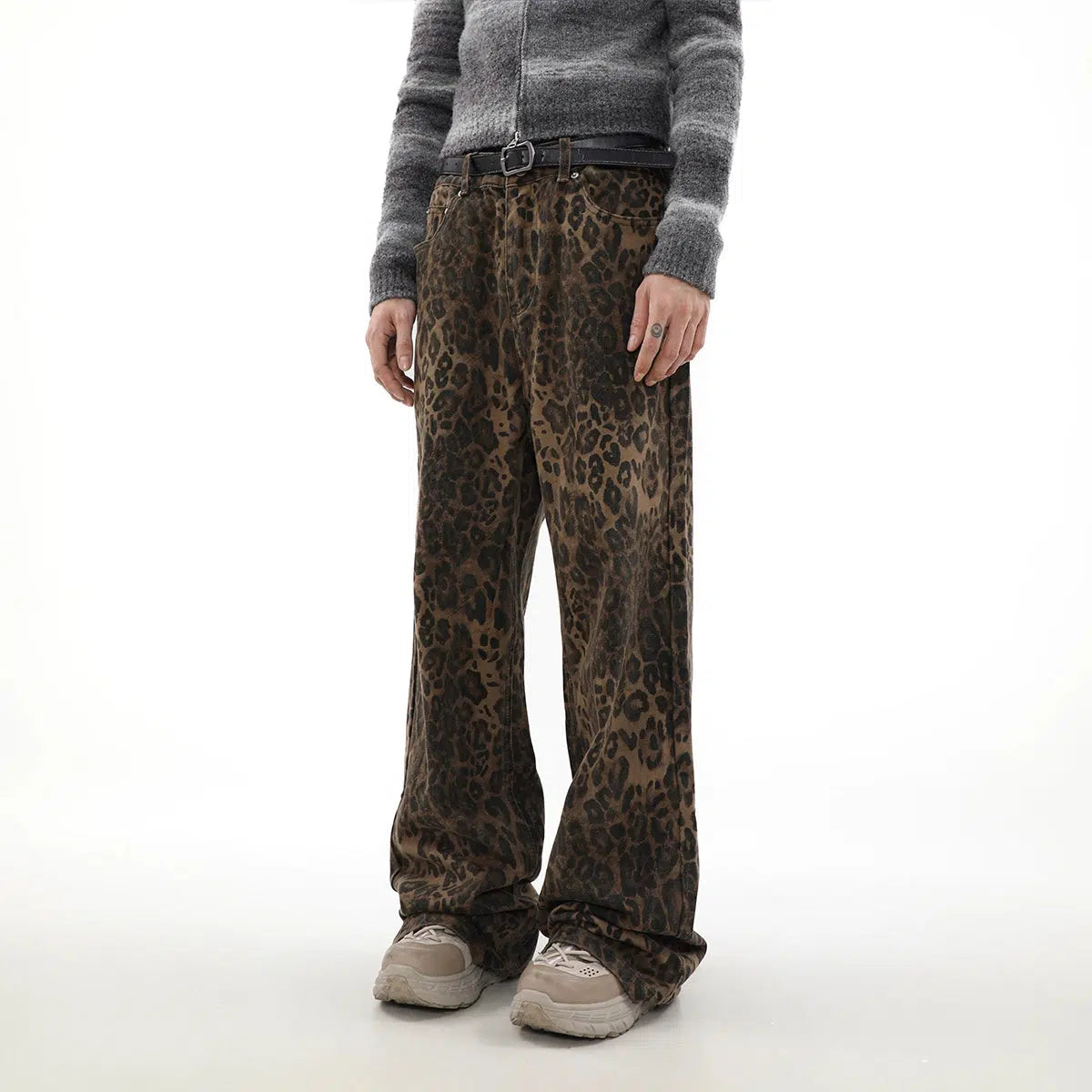 Leopard Print Straight Cut Jeans Korean Street Fashion Jeans By Mr Nearly Shop Online at OH Vault