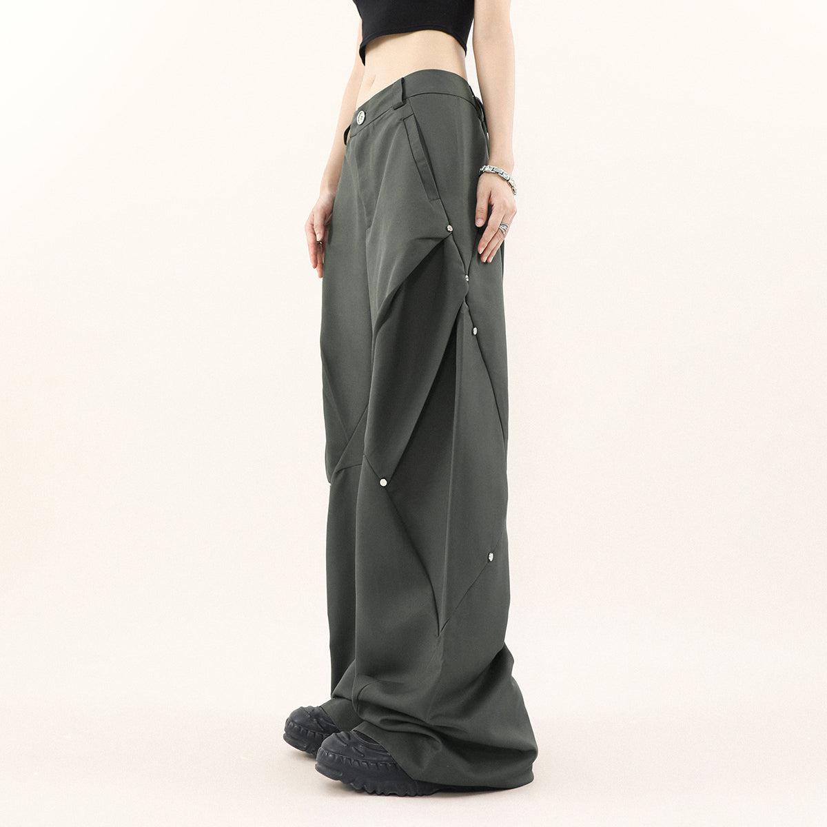 Button Pleated Loose Trousers Korean Street Fashion Pants By Mr Nearly Shop Online at OH Vault