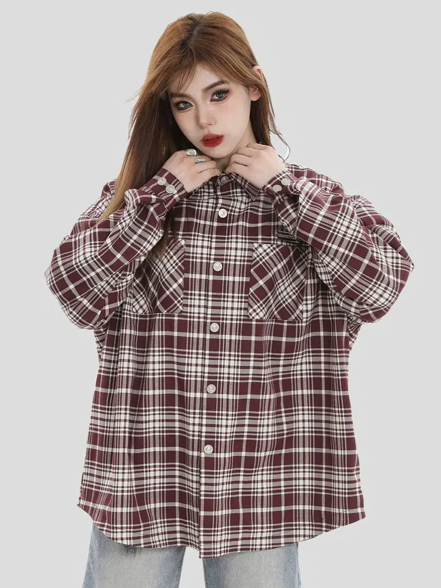 Breast Pocket Plaid Shirt Korean Street Fashion Shirt By INS Korea Shop Online at OH Vault