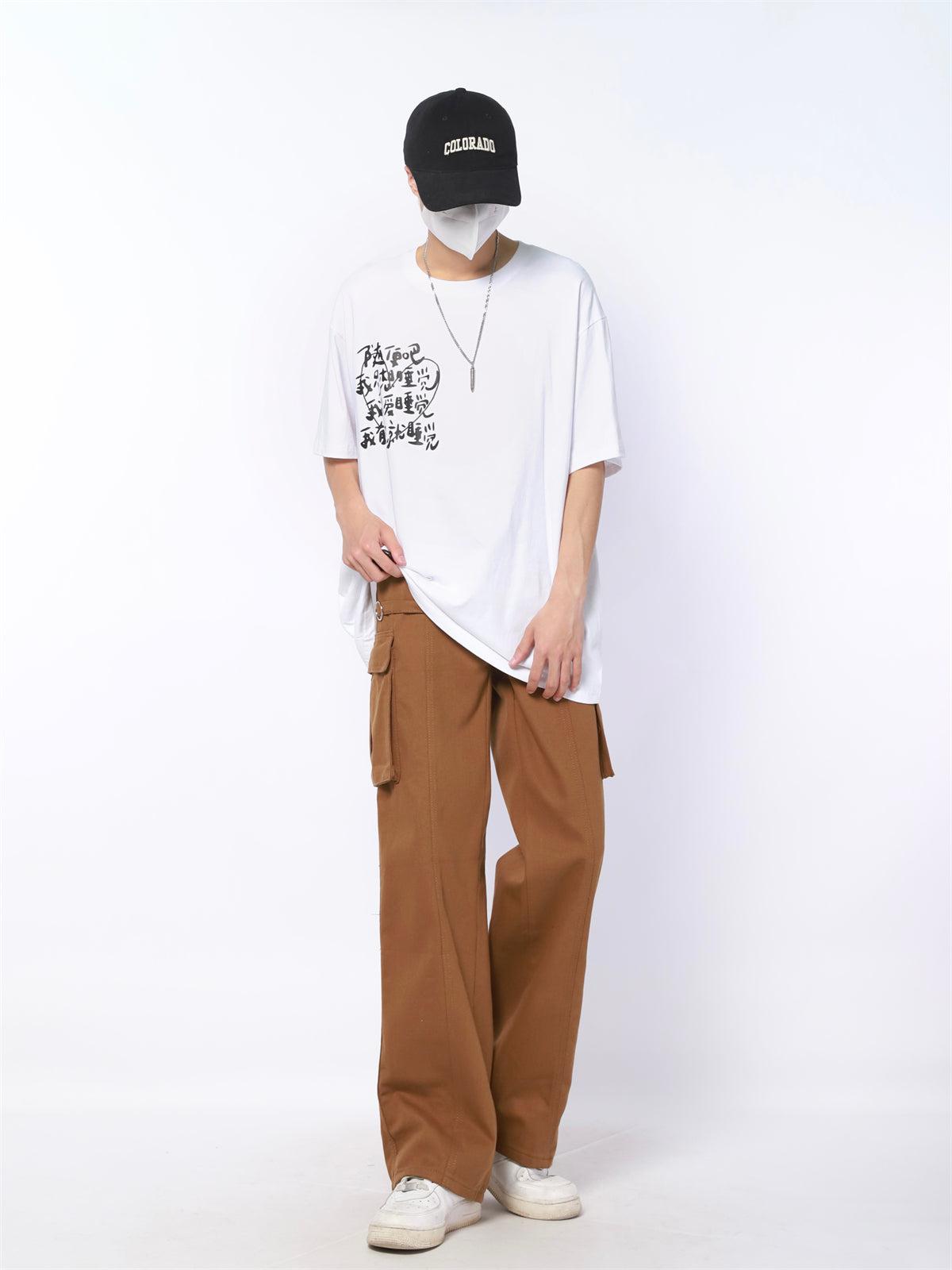 Made Extreme Solid Flap Pocket Straight Cargo Pants Korean Street Fashion Pants By Made Extreme Shop Online at OH Vault